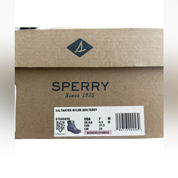 New Sperry Top sider Saltwater STS85830 women size 7 duck boots Nylon Quilt Grey - Picture 5 of 5